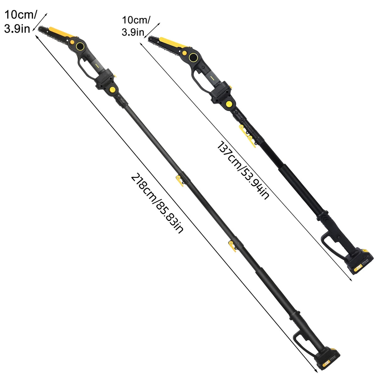 AOJA 2-in-1 Cordless Pole Saw & Mini Chainsaw,6 Inch Brushless Chainsaw with 2 x 2.0Ah Batteries,14.1 FT Max Reach Pole Saw for Tree Trimming, Wood Cutting