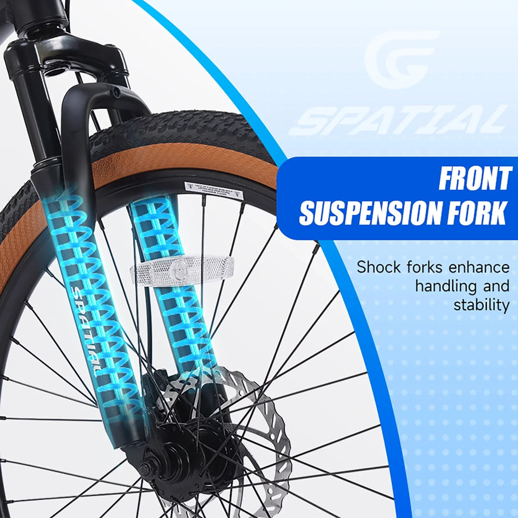 SPATIAL 24 inch Mountain Bicycle for Teenagers,21-Speed Gears MTB Mountain Bikes,Aluminum Frame Dual Disc Brakes