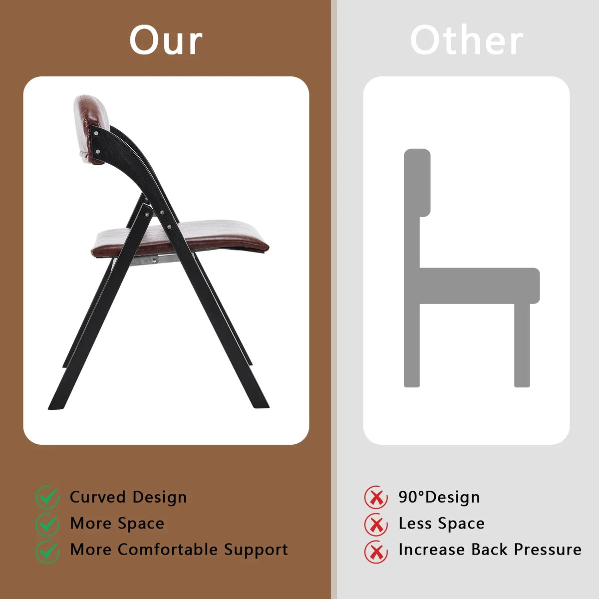 Ktaxon Folding Chairs Rubber Wood Frame Foldable Event Chairs Padded Diner Chairs for Office and Party Reading Dining Set of 2 Light Gray
