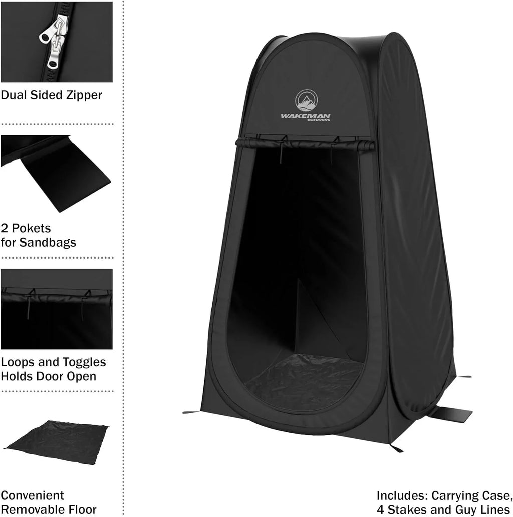 Wakeman Privacy Tent Portable Camping Pop Up Pod Tent Toilet Stall w/Carry Bag