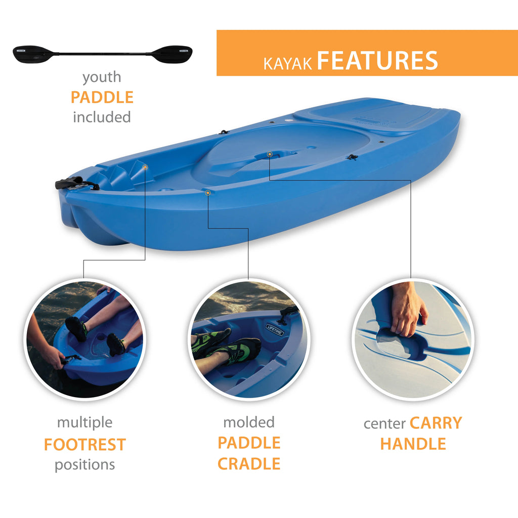Lifetime Relay 65 in. Sit-on-Top 100 lb. Weight Capacity Youth Kayak, Chartreuse (91323)