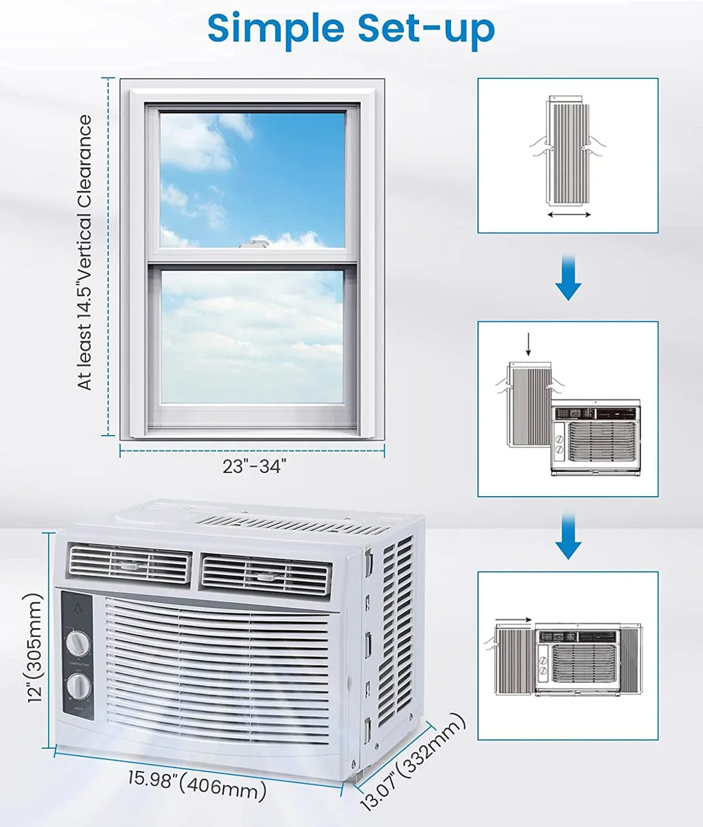 Lumiparty 6,000 BTU Window Air Conditioner, Cools 250 Sq.ft., Window AC Unit with Remote Control, Sleep Mode, Bedroom, Room, Office, White