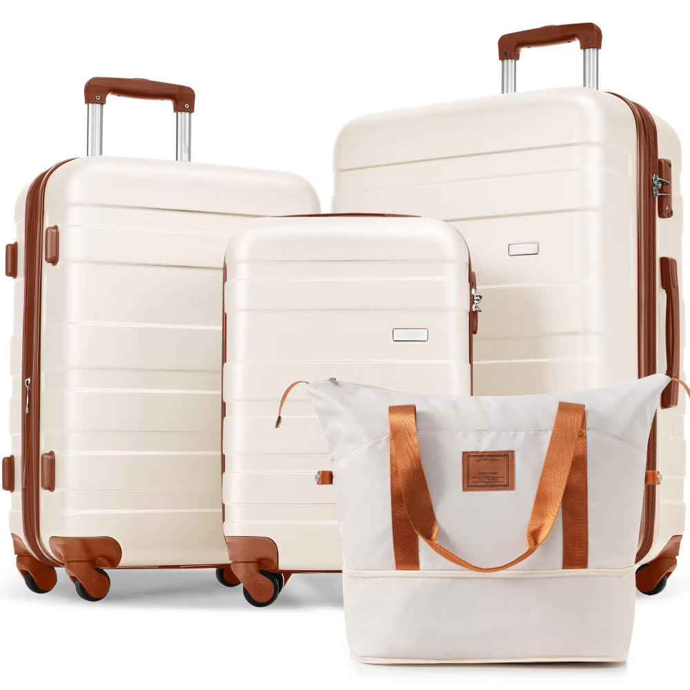 Luggage Sets 4 Piece, ABS Durable Suitcase with Travel Bag, Carry On Luggage Suitcase Set with 360" Spinner Wheels