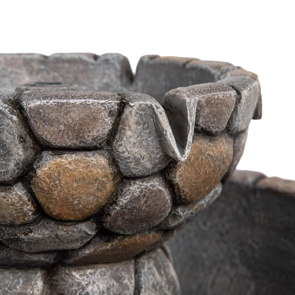 Glitzhome 24.5" Outdoor 2 Tier Stone-Like Water Fountain Bird Bath for Garden Patio Decor