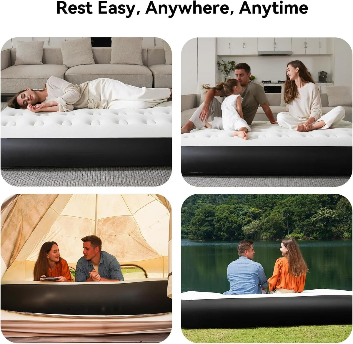 Queen Air Mattress - 13" High, Built-in Battery Removable Pump, Portable Inflatable Bed for Camping/Home/Guest