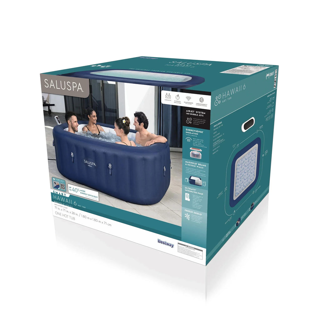 Bestway SaluSpa Hawaii Smart AirJet Inflatable Hot Tub w/ EnergySense Cover