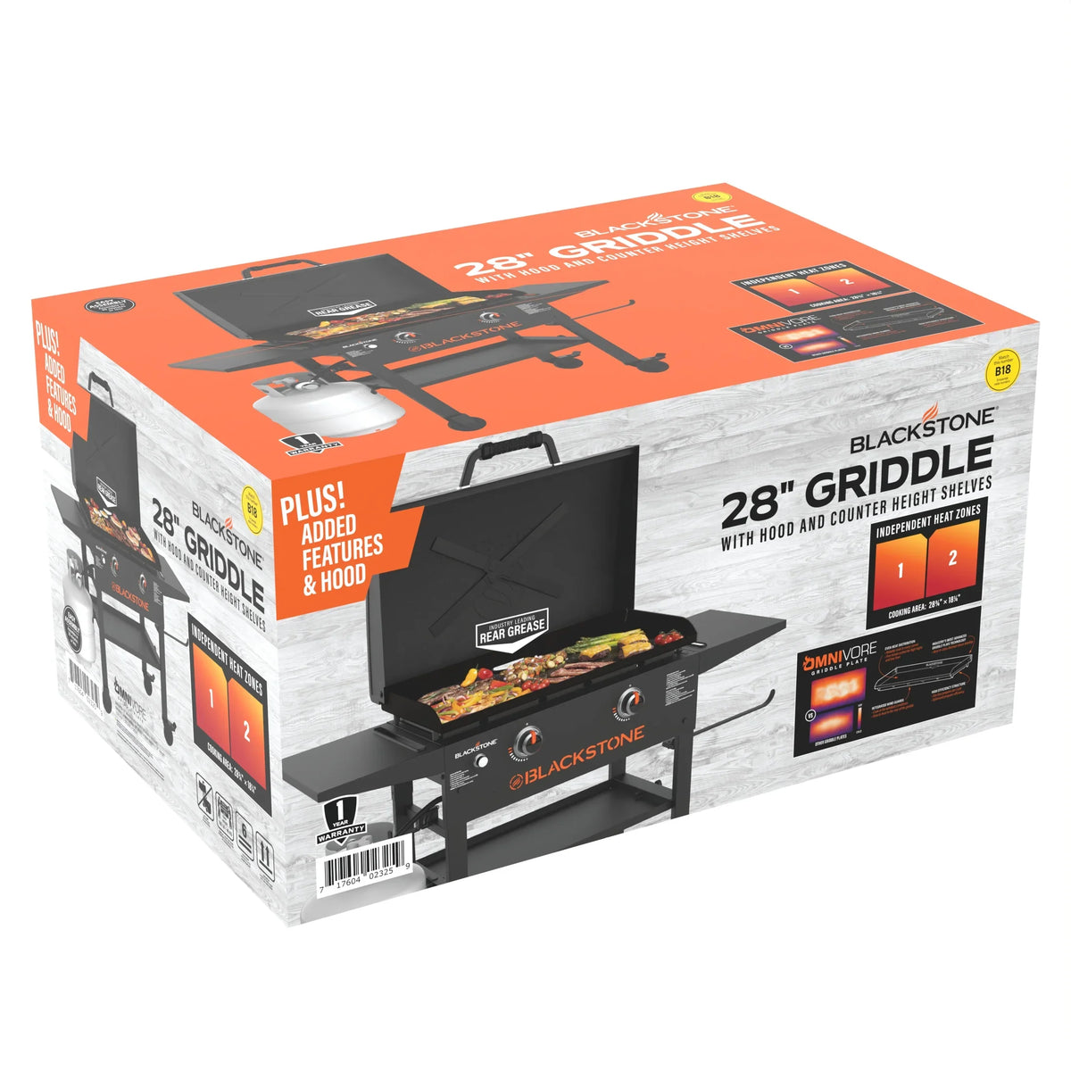 Blackstone 2-Burner 28" Propane Griddle with Hood and Omnivore Griddle Plate