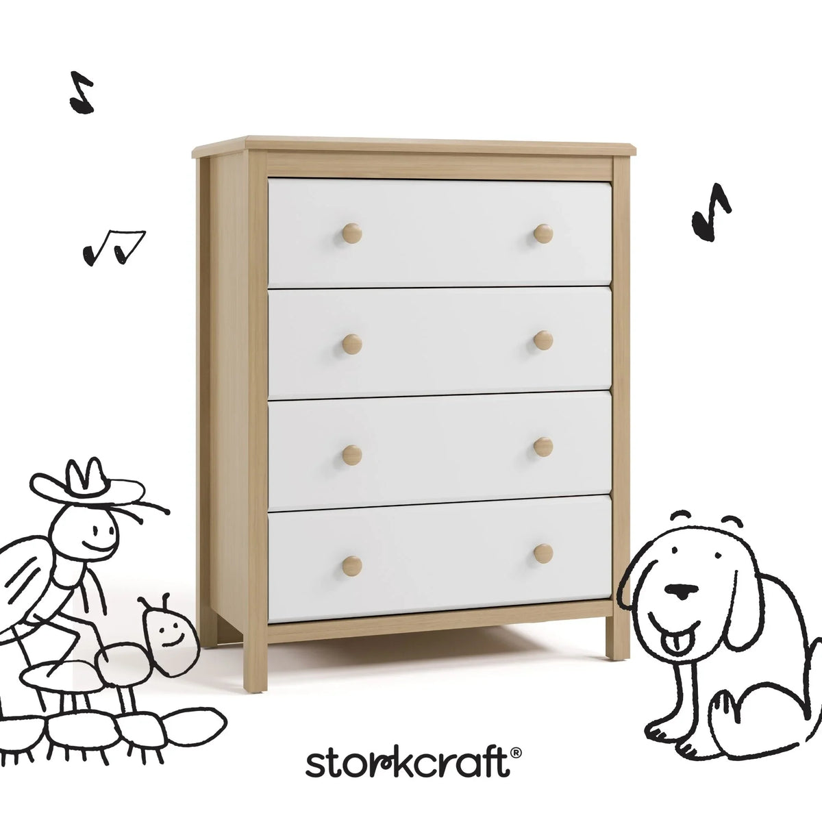 Storkcraft Alpine 4 Drawer Nursery Dresser, White