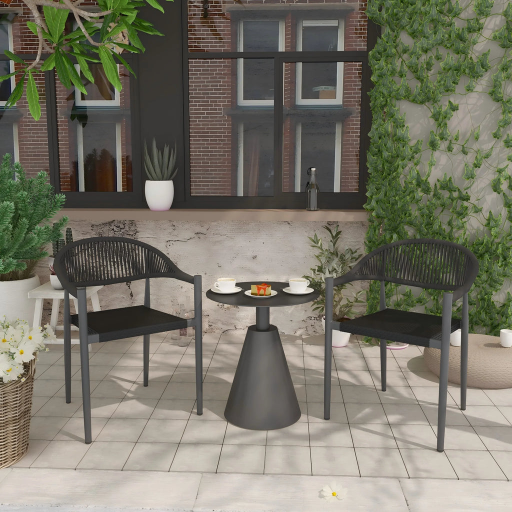 Vmopu New Set of 4 Gray Outdoor Stackable Dining Chair, PE Rattan for Bistro Restaurant Garden