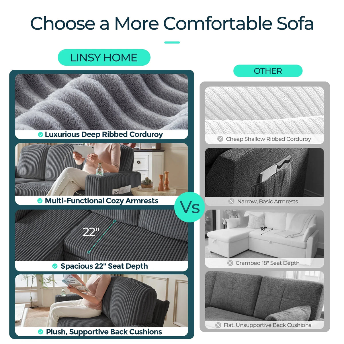 Linsy Home Storage Sectional Sleeper Sofa with Pull Out Bed, 9 Seat Modular Sectional Sofa with with USB & Cup Holder, Plush Corduroy Sectional Couches for Living Room, Green