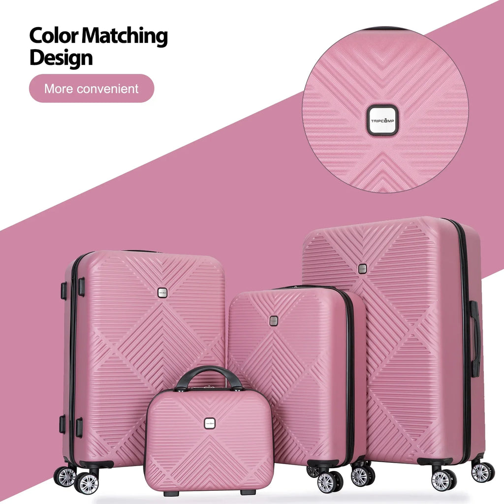 Tripcomp Luggage Sets 4 Piece Suitcase Set (14/20/24/28)Hardside Suitcase with Spinner Wheels Lightweight Carry on Luggage(Black)