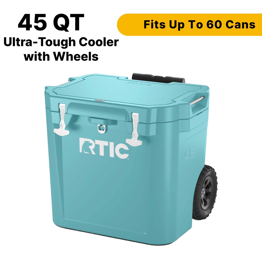 RTIC 45 QT Ultra-Tough Wheeled Hard-Sided Ice Chest Cooler, Fits 60 Cans, White