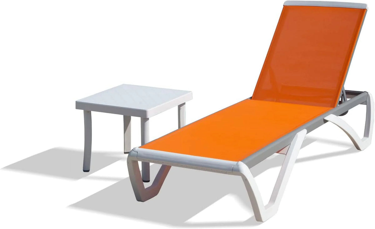Domi Outdoor Living Chaise Lounge Chair Aluminum Adjustable Pool Lounge Chair"With All-Weather Textilene for Deck, Lawn, Backyard "1 Grey Chair"