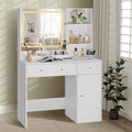 Fenbeli Vanity Set with Mirror and Lights, Makeup Vanity with 3 Drawers, Vanity Desk for Girls, Women, White