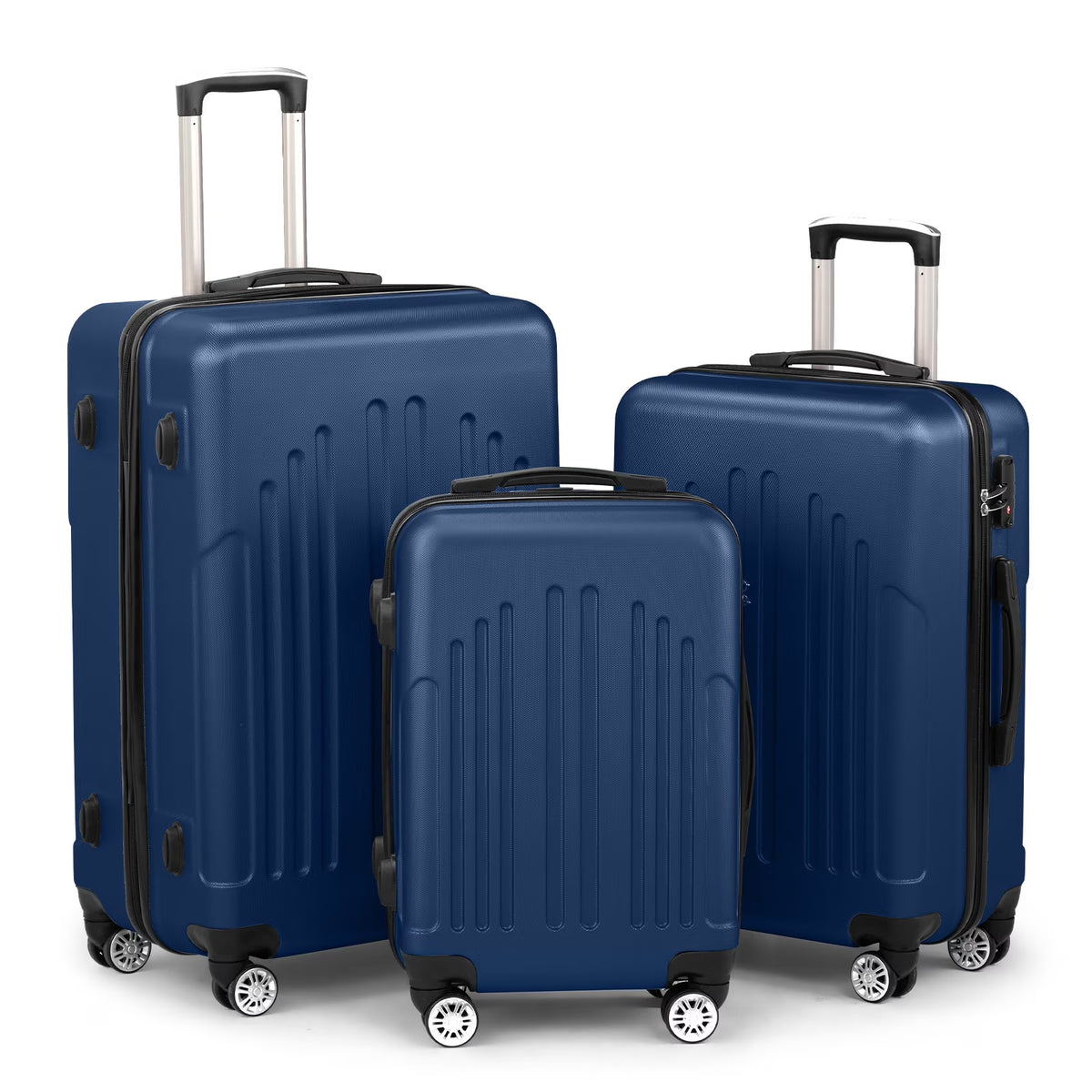 Red 3-Piece Hardshell Spinner Luggage Set (20in, 24in, 28in) - Large ABS Suitcase Set with 8 Wheels, Lightweight & Durable for Travel