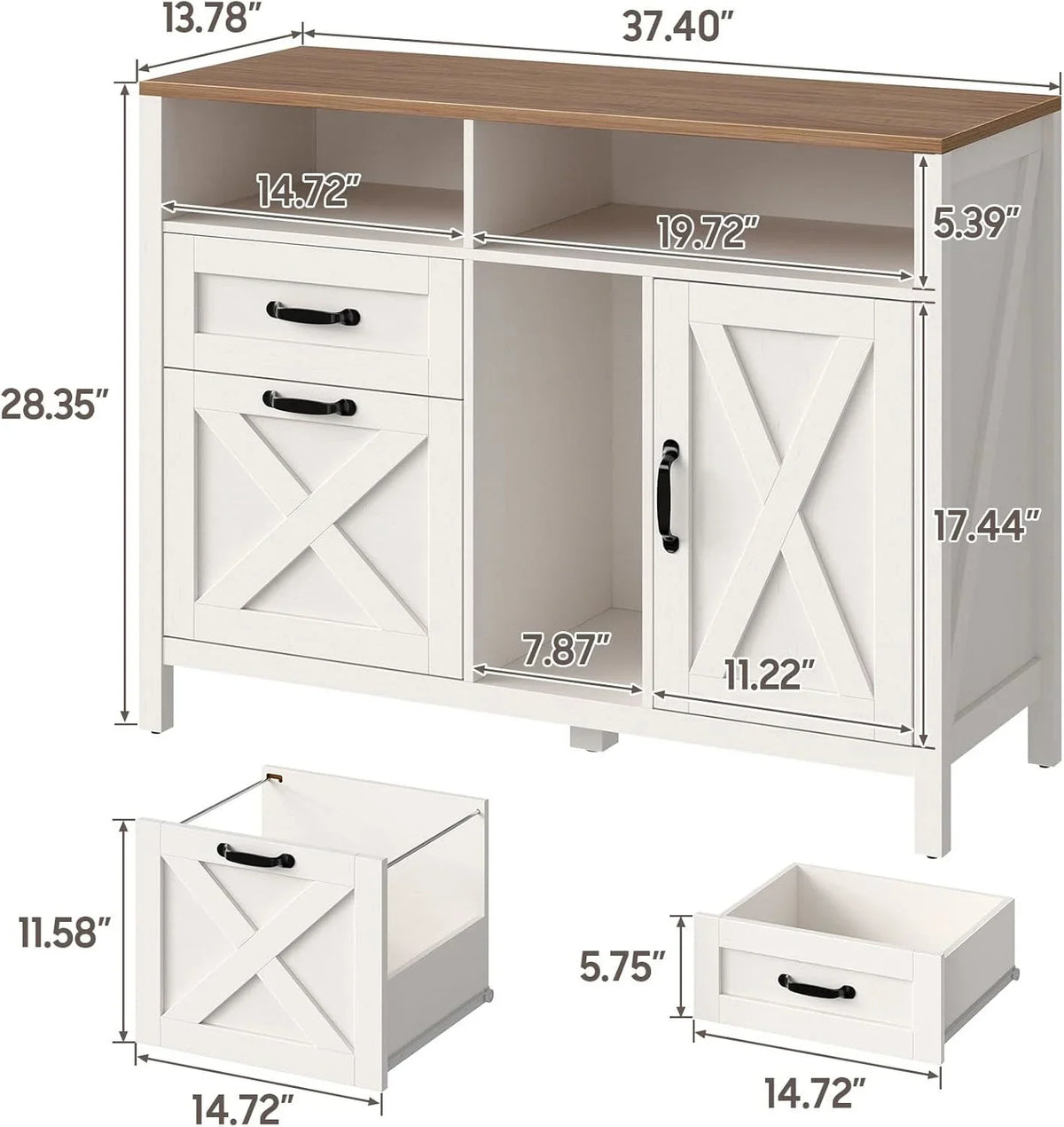 Vabches 2 Drawer Lateral File Cabinet,Mobile Wood office Cabinet for Home Office,Printer Stand with Open Storage Shelves.