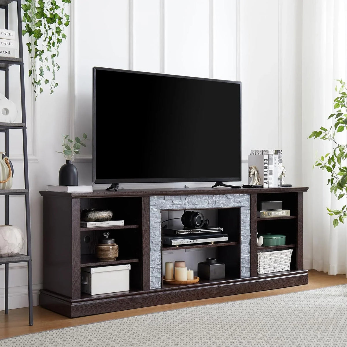 70 Inch TV Stand for TVs up to 80 Inch, Entertainment Center with Storage for Living Room, TV Console for Bedroom, Media Console for 40/50/55/60/65/70/75/80 Inch TV, White
