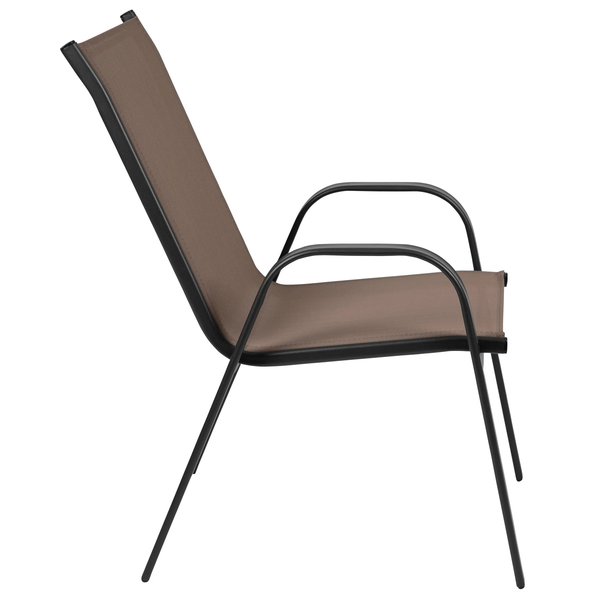 Emma + Oliver 4 Pack Gray Outdoor Stack Chair with Flex Comfort Material - Patio Stack Chair