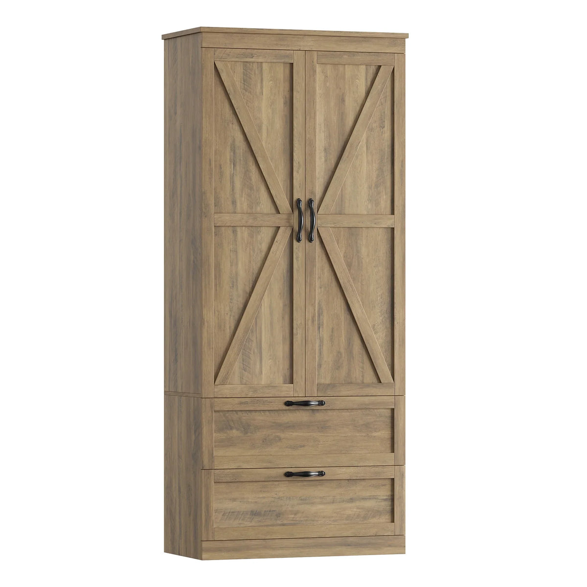 Homfa 70.3"H Bathroom Storage Cabinet, Farmhouse Linen Storage Cabinet with 2 Drawers, White