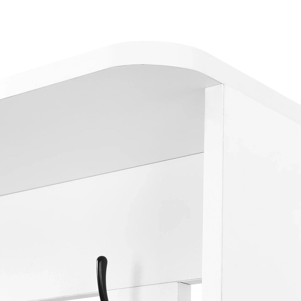 Harper & Bright Designs Farmhouse Hall Tree with Bench and Shoe Storage, Mudroom Bench with Coat Rack and Adjustable Shelves for Hallway, Living Room, White
