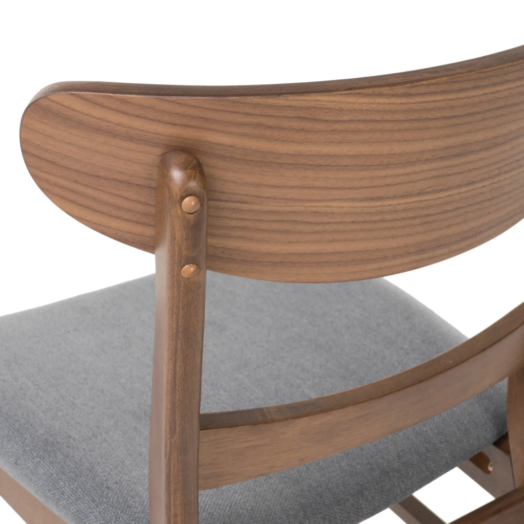 GDFSTUDIO Mid Century Modern Fabric Upholstered Rubberwood Dining Chairs, Set of 2, Dark Gray and Walnut