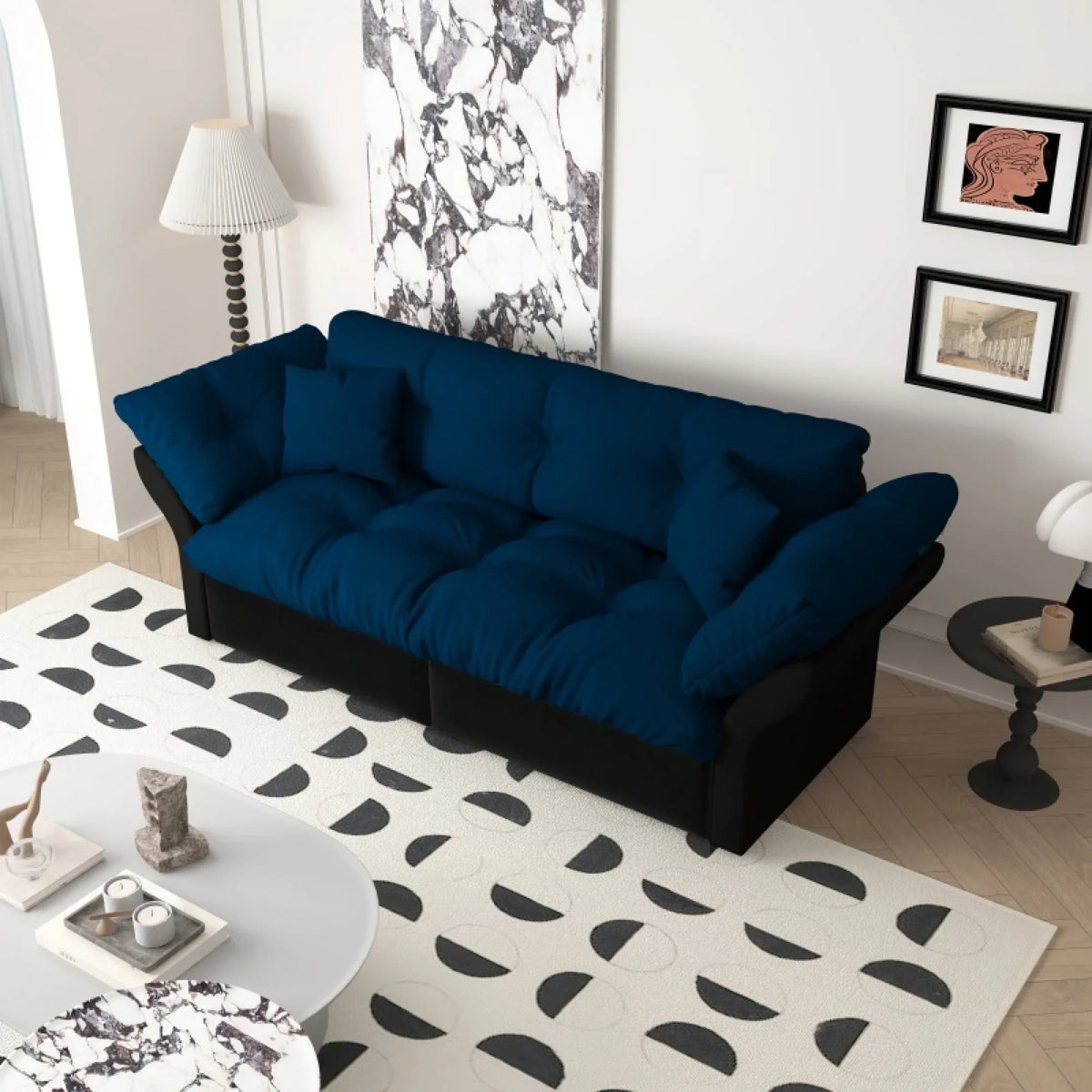 66" Queen Pull Out Sofa Bed, 3-in-1 Convertible Sleeper Sofa with Side Storage,Multi-Functional Velvet Loveseat Bed for Living Room,Bedroom