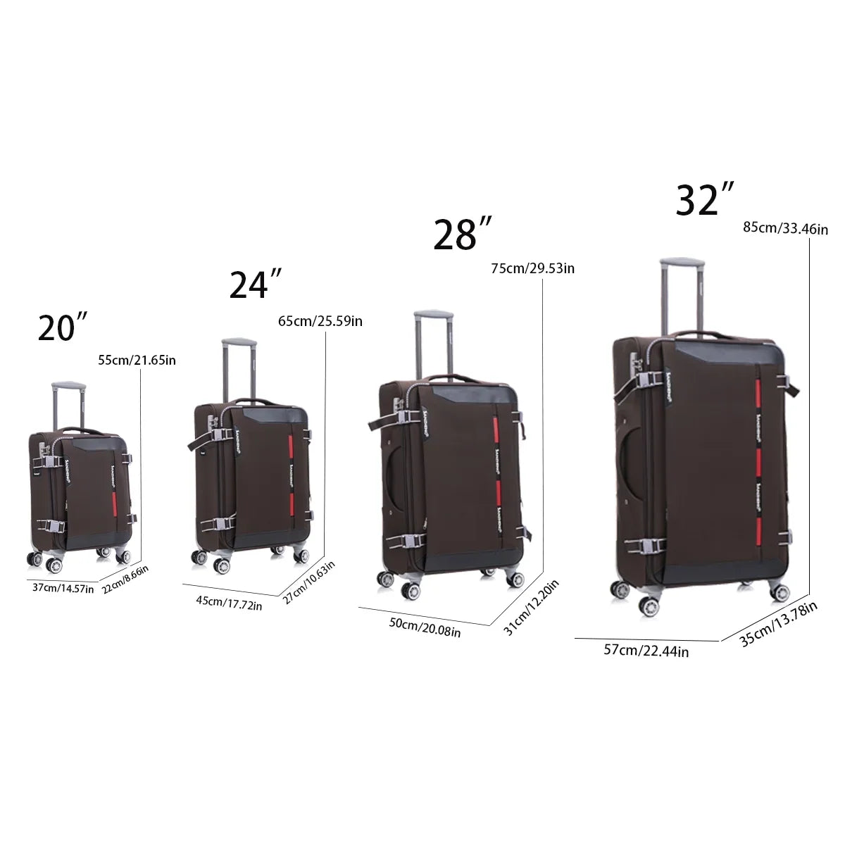 4-Piece Sage Green Softside Luggage Set with Spinner Wheels, Lightweight Expandable Suitcases (20"/24"/28"/32")