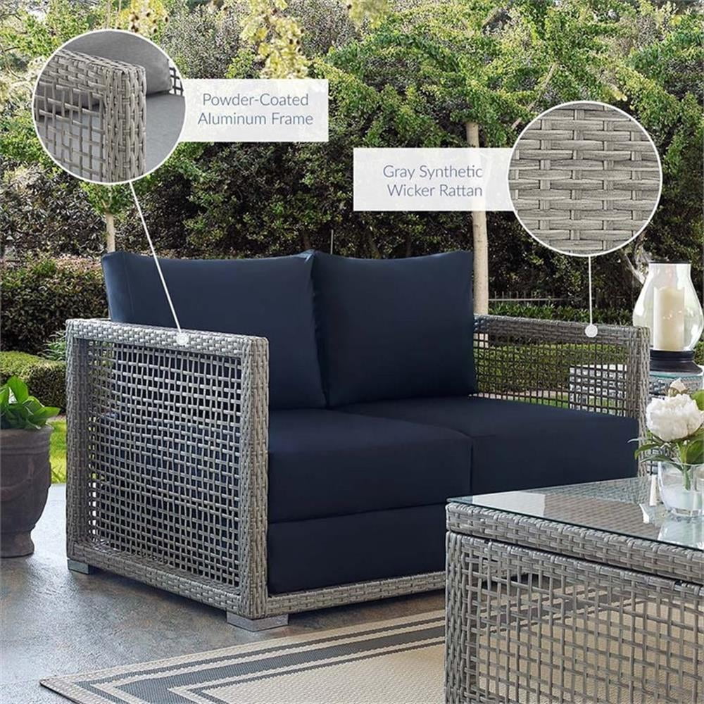 Afuera Living Wicker Patio Loveseat in Gray