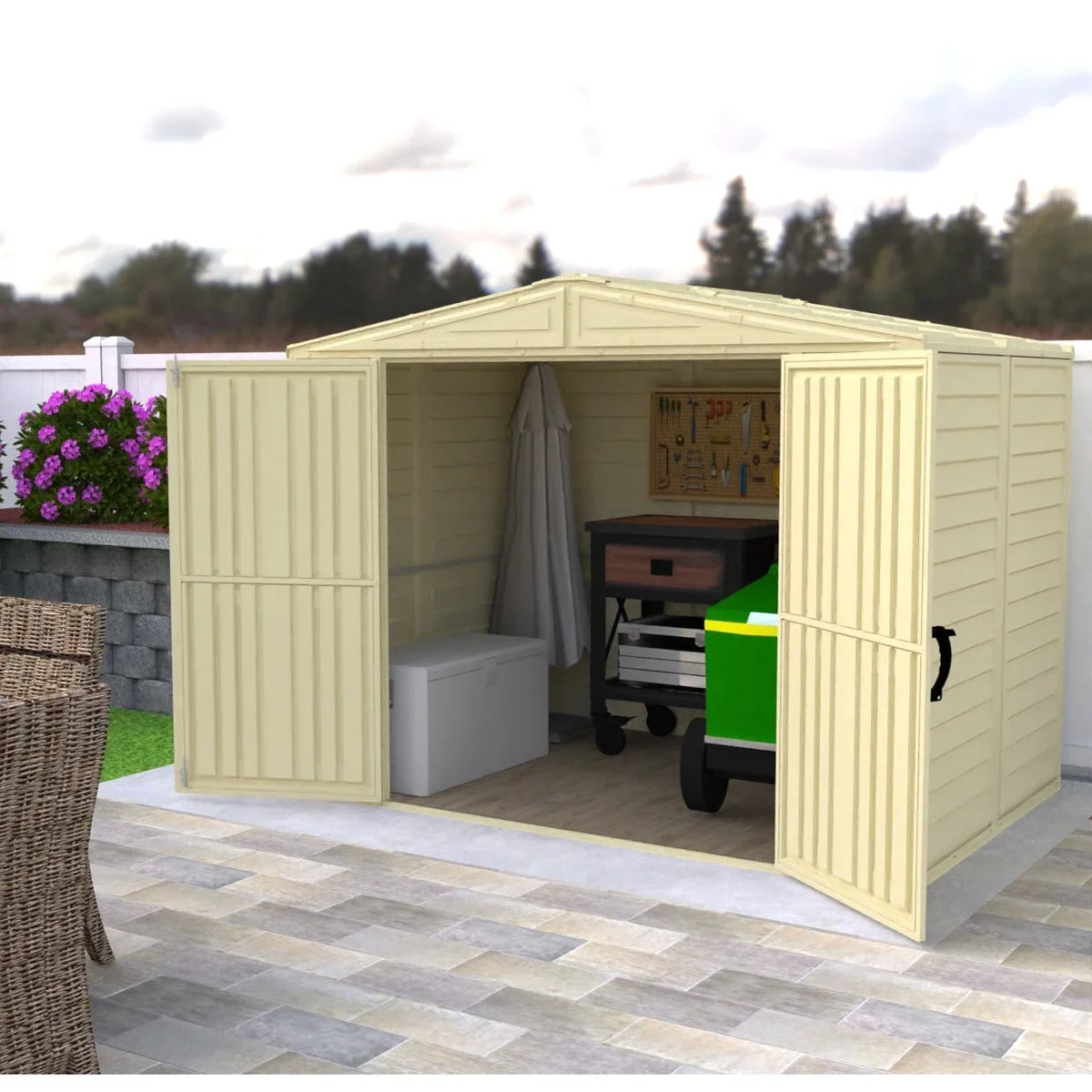 Duramax 8ft x 5.5ft Duramate Vinyl Shed with Foundation
