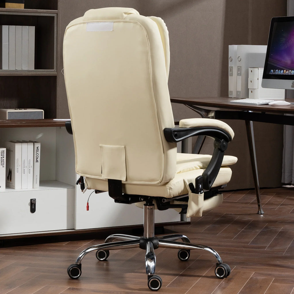 Kneading Massage Executive Office Chair With 40"-50" Heating, 160" Reclining Office Chair With Footrest, Ergonomic Chair With Backrest And 4 Mode Messgage Office Chair