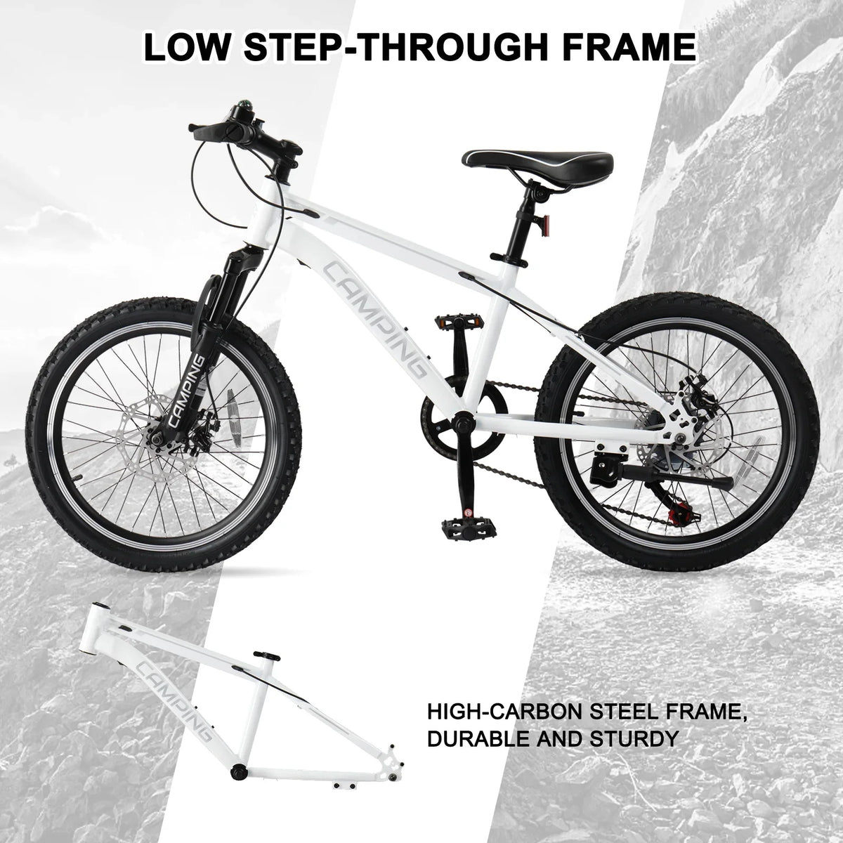 Ktaxon 20" Mountain Bike, 7 Speed Bike with Disc Brakes, Black