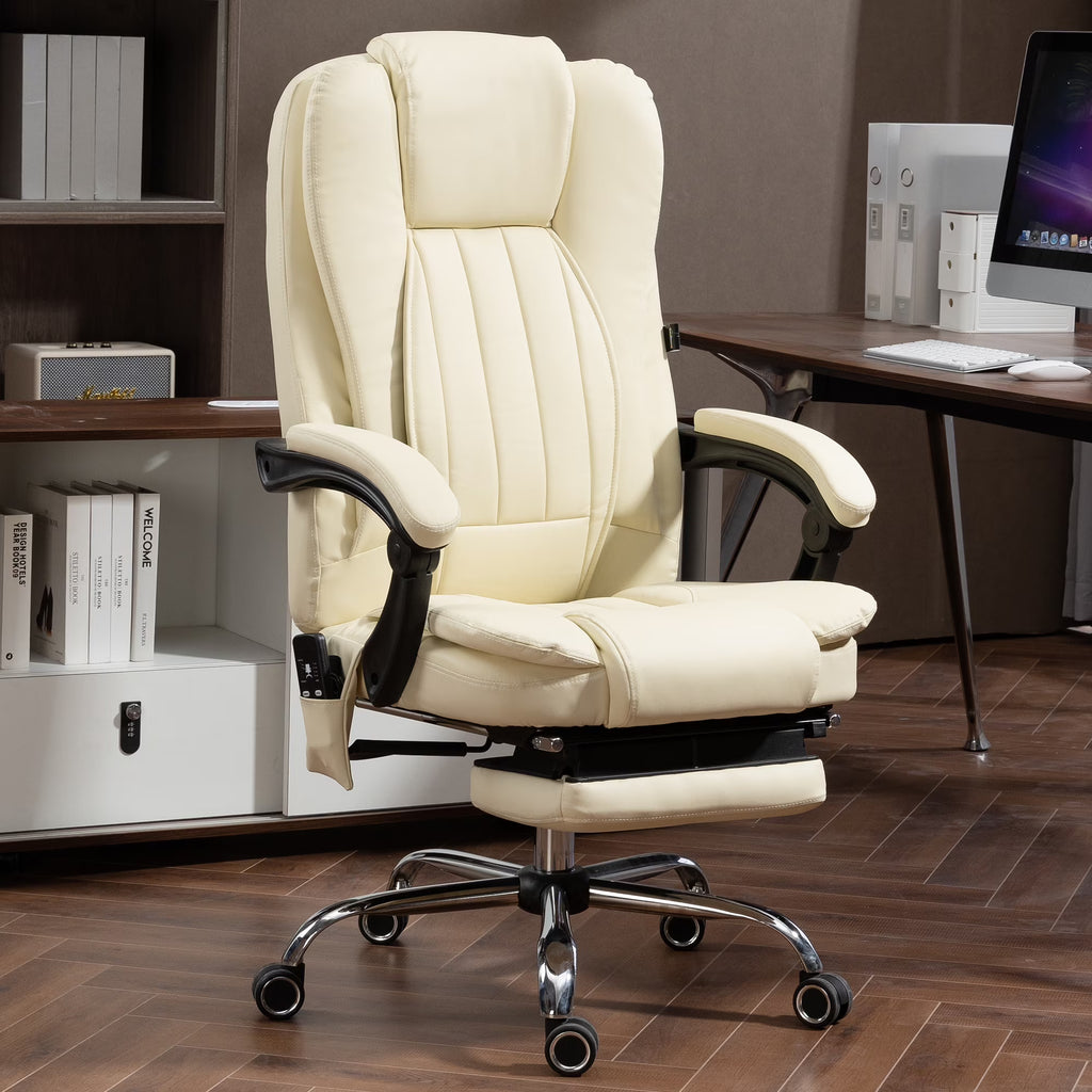 Kneading Massage Executive Office Chair With 40"-50" Heating, 160" Reclining Office Chair With Footrest, Ergonomic Chair With Backrest And 4 Mode Messgage Office Chair