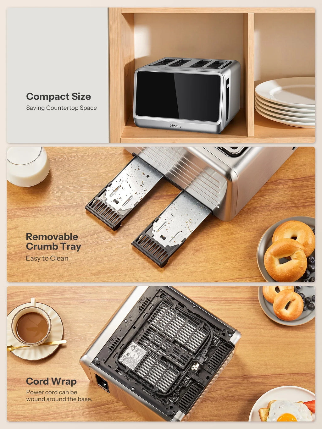 4 Slice Toaster, Touchscreen & Dual Independent Control Panel