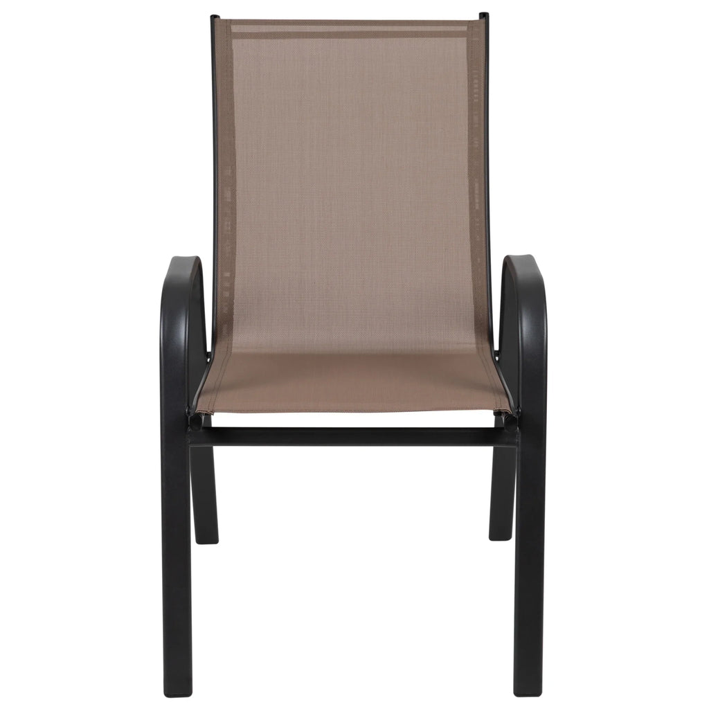 Flash Furniture Flash Furniture Brazos Series Outdoor Stackable Patio Chairs for Adults, Set of 4, Black