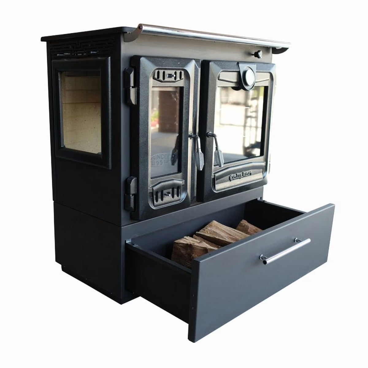 Multifunctional Wood Burning Cast Iron Stove with Oven 3D Box Cooking Baking Heating Stove Suitable For Tiny House and Farm House