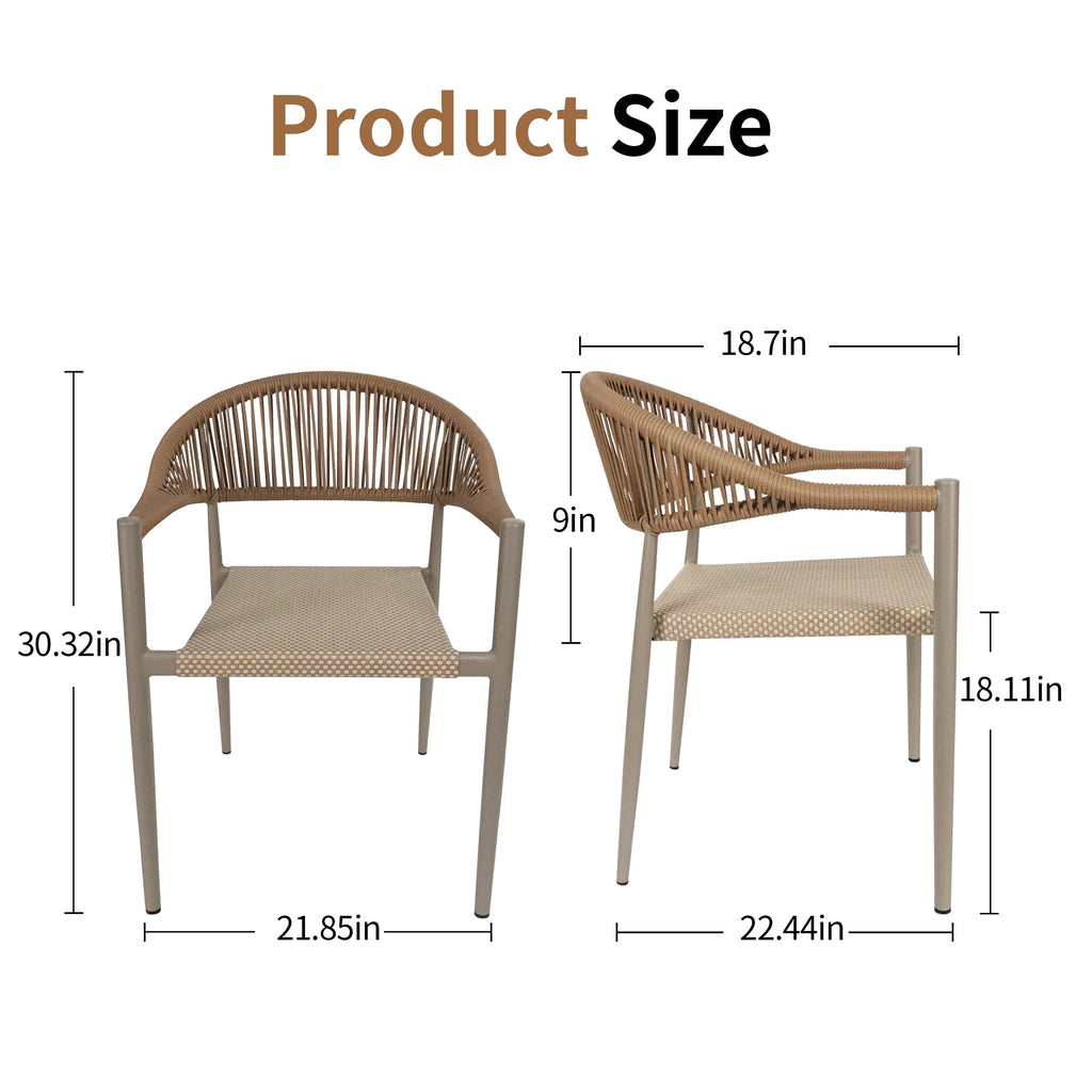 Vmopu New Set of 4 Gray Outdoor Stackable Dining Chair, PE Rattan for Bistro Restaurant Garden