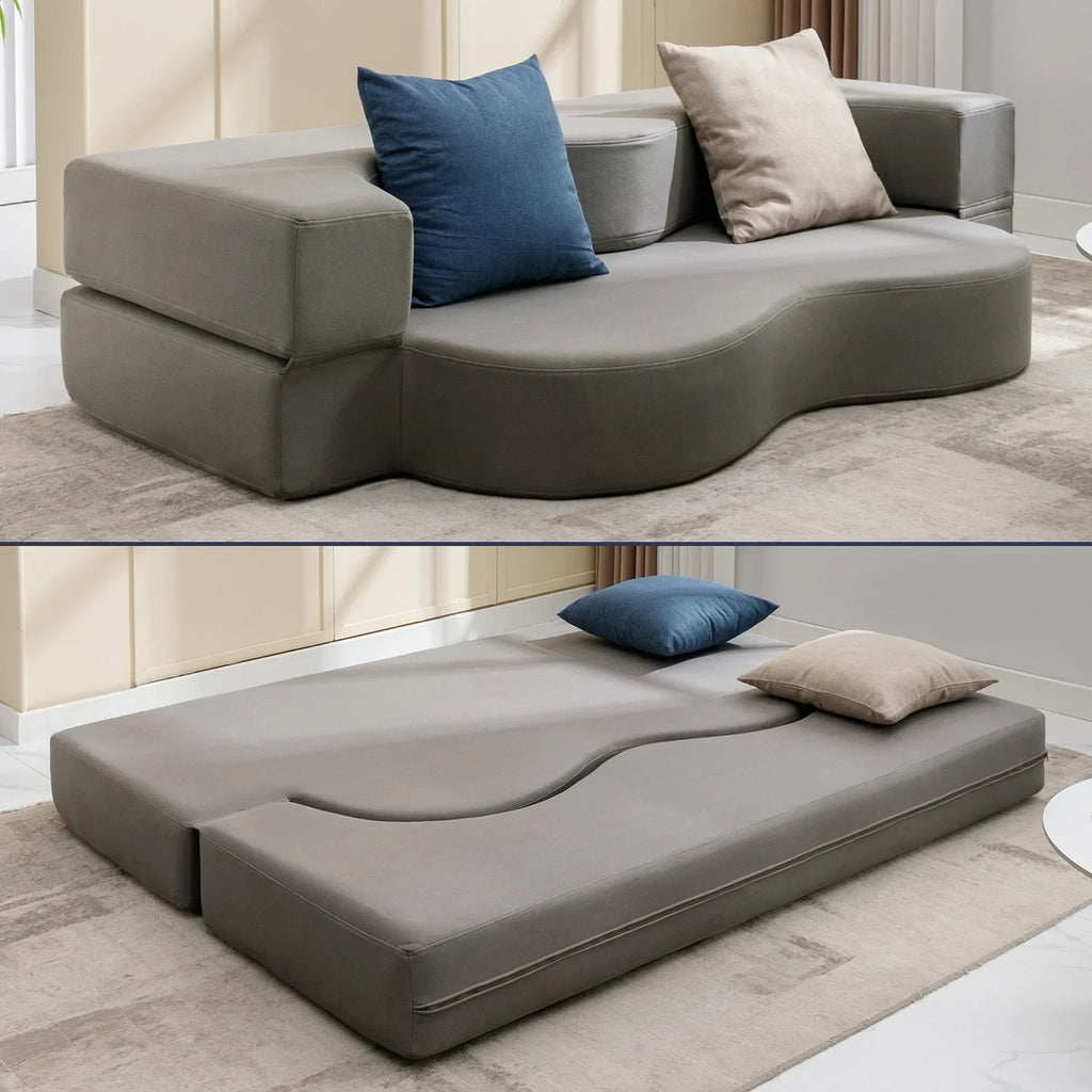 ZAFLY Full Size Convertible Futon Sofa Bed, Floor Sofa Bed Foldable, Foam Folding Mattress Sleeper, Cloth Fabrics Floor Couch Lounge Sleeper Bed for Living Room/Bedroom, Dark Grey