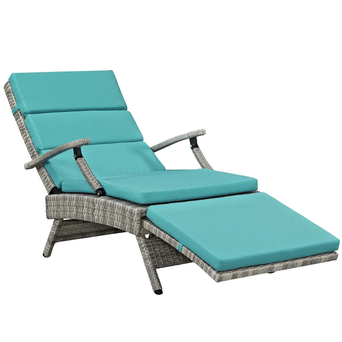 Modway Envisage Chaise Outdoor Patio Wicker Rattan Lounge Chair in Light Gray White