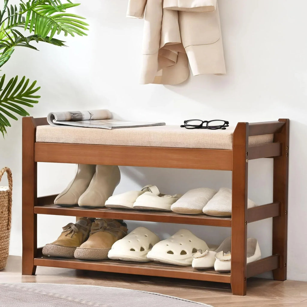 Shoe Rack for Front Door Entrance, 28" Entryway Bench with Coat Rack, Hall Tree Shoe Bench with Storage for Entry, Hallway, Bedroom, Living Room