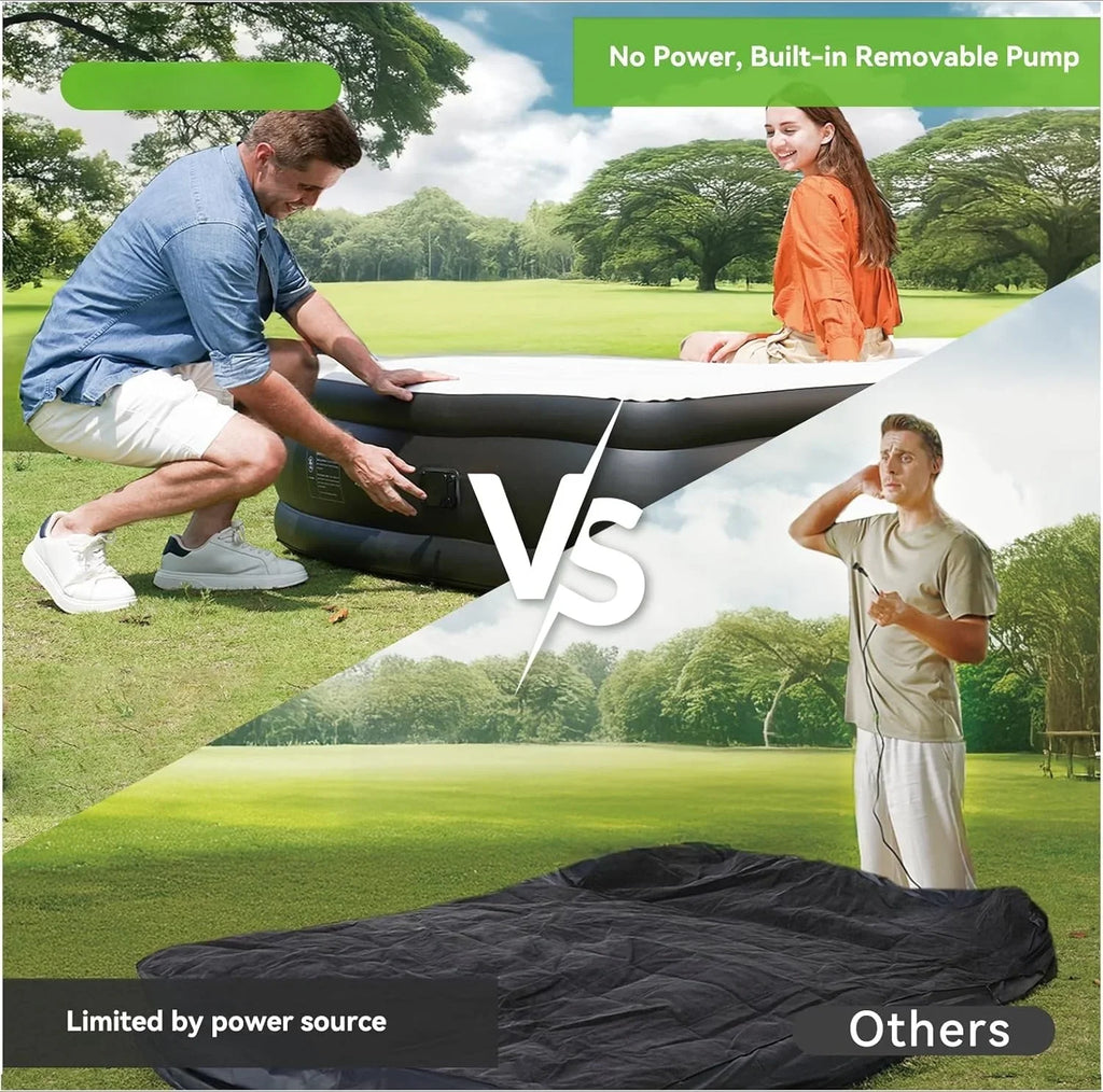 Queen Air Mattress - 13" High, Built-in Battery Removable Pump, Portable Inflatable Bed for Camping/Home/Guest