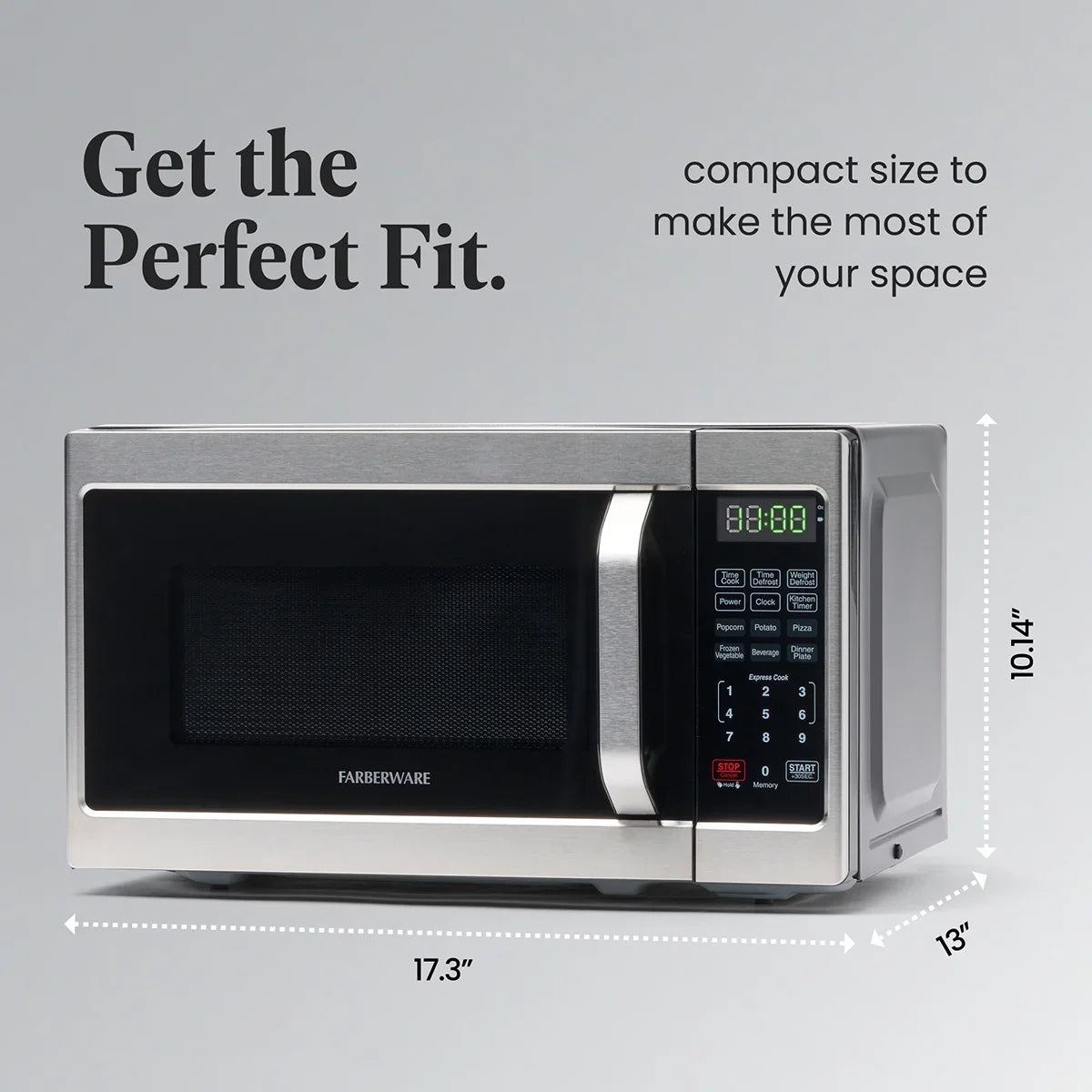 Farberware 1.1 Cu. Ft. 1000-Watt Compact Microwave Oven, Black