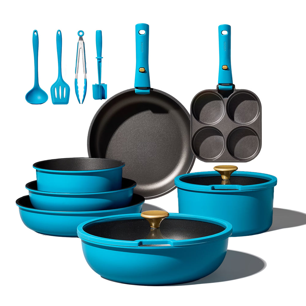 Carote 20 Pcs Nonstick Cookware Sets, Pots and Pans Set with Detachable Handles, Oven Safe, Induction Cookware, Stackable Kitchen Cooking Set, Ultra Violet