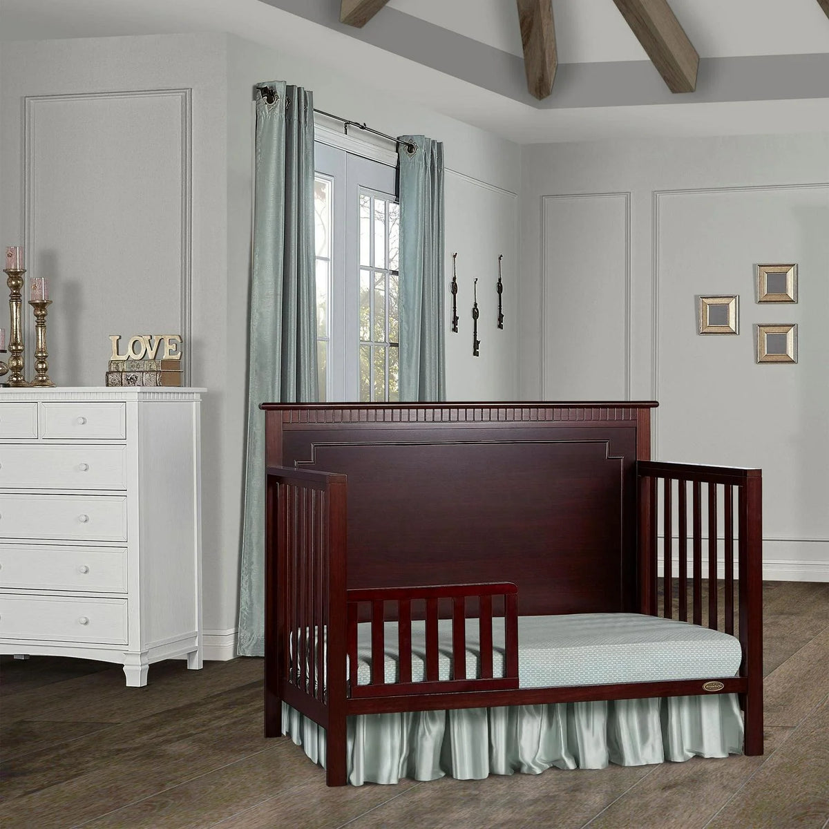 Dream On Me Morgan 5-in-1 Convertible Crib. Cherry