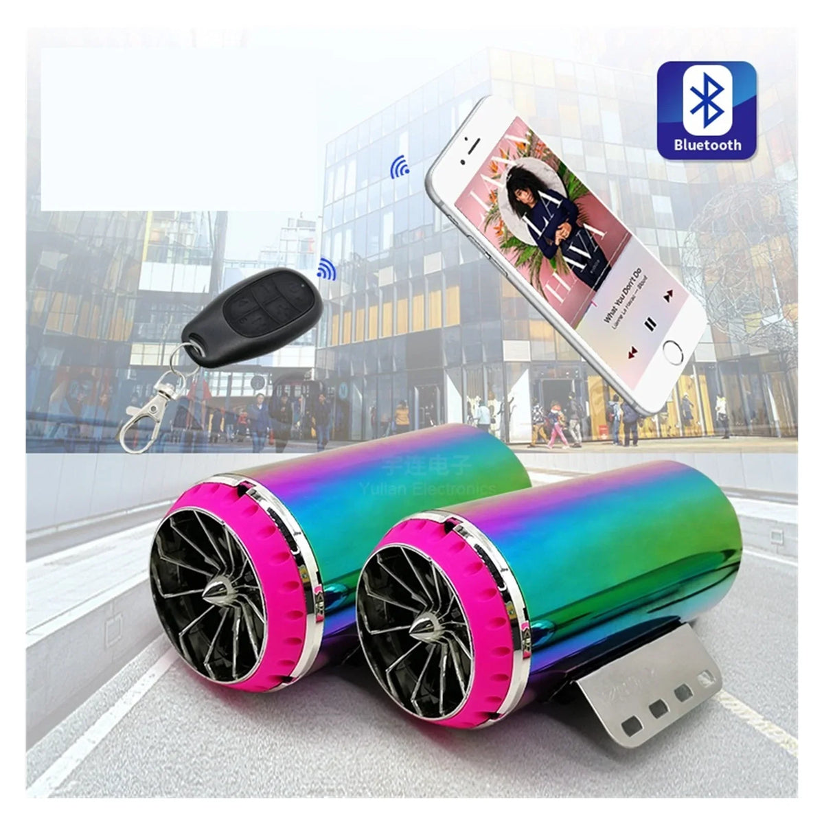 With Simulator Exhaust Pipe Motorcycle Au-dio Battery Car Bluetooth Subwoofer Electric Car Color Plated Speaker,Clear Distortion-Free