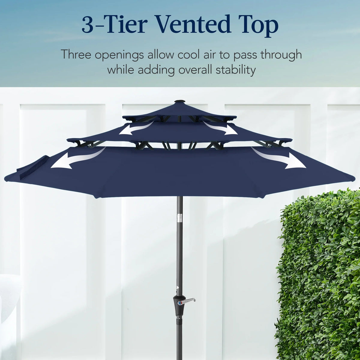 Best Choice Products 10ft 3-Tier Patio Umbrella, Market Sun Shade w/ Tilt Adjustment, Easy Crank - Red