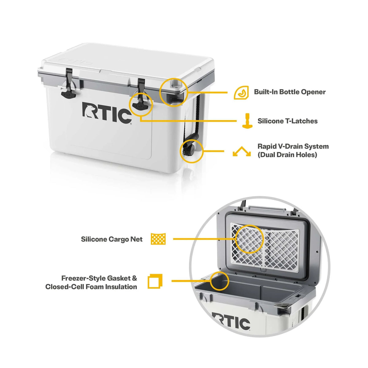 RTIC 32 QT Ultra-Light Hard-Sided Ice Chest Cooler, Fits 48 Cans, Dark Grey & Cool Grey