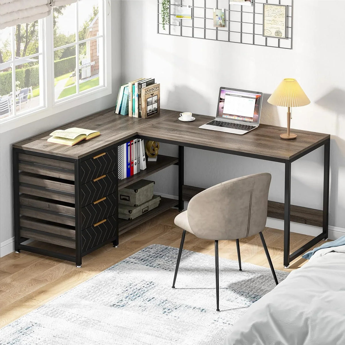 Tribesigns 59" L-Shaped Office Desk, Modern Reversible Computer Study Desk for Home Office, White