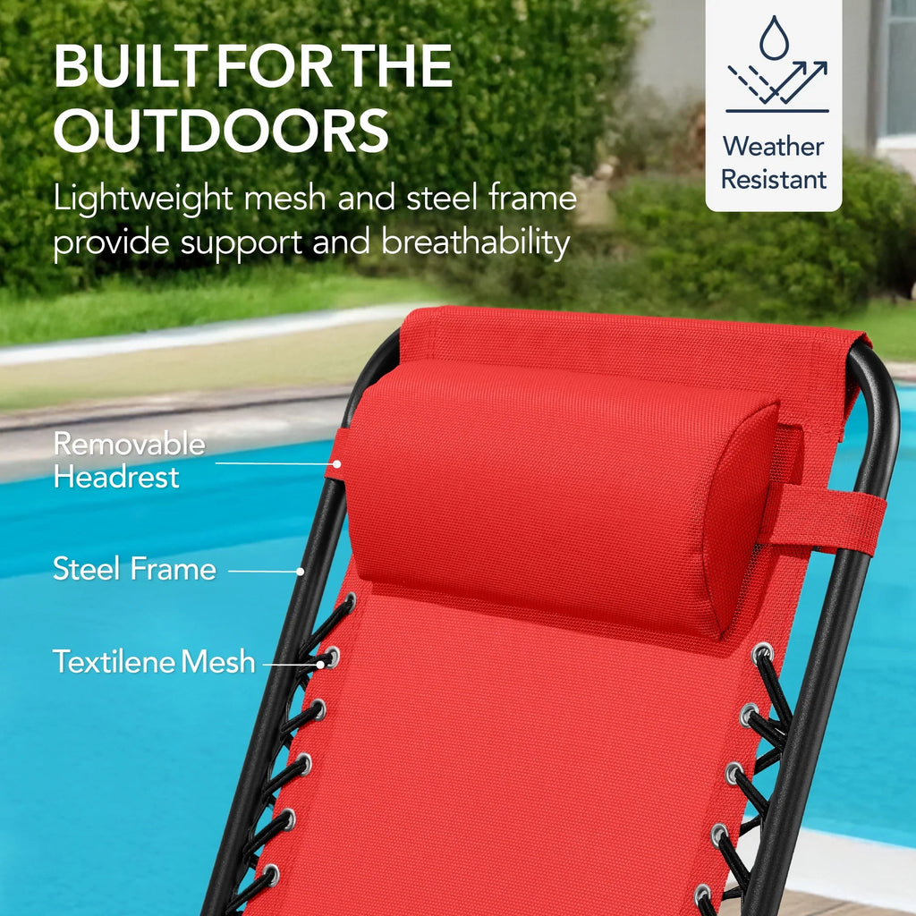 Best Choice Products Folding Outdoor Zero Gravity Rocking Lounge Chair w/ Headrest Pillow - Black