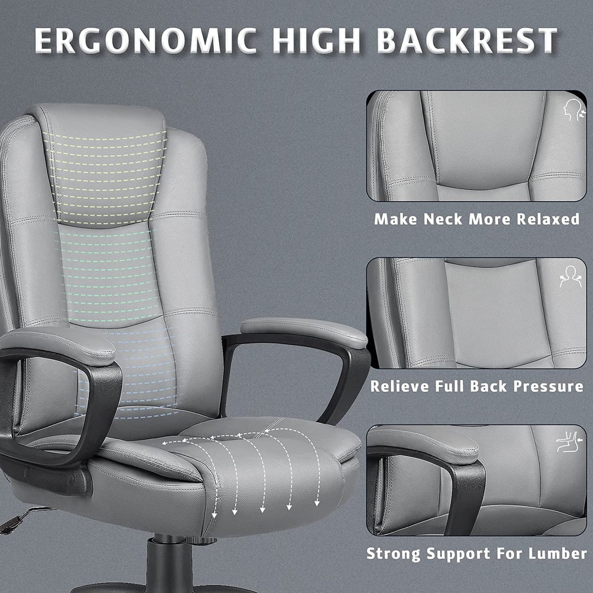 Waleaf Home Office Chair, 400LBS 8Hours Heavy Duty Design, Ergonomic High Back Cushion Lumbar Back Support, Computer Desk Chair, Big and Tall Chair for Work