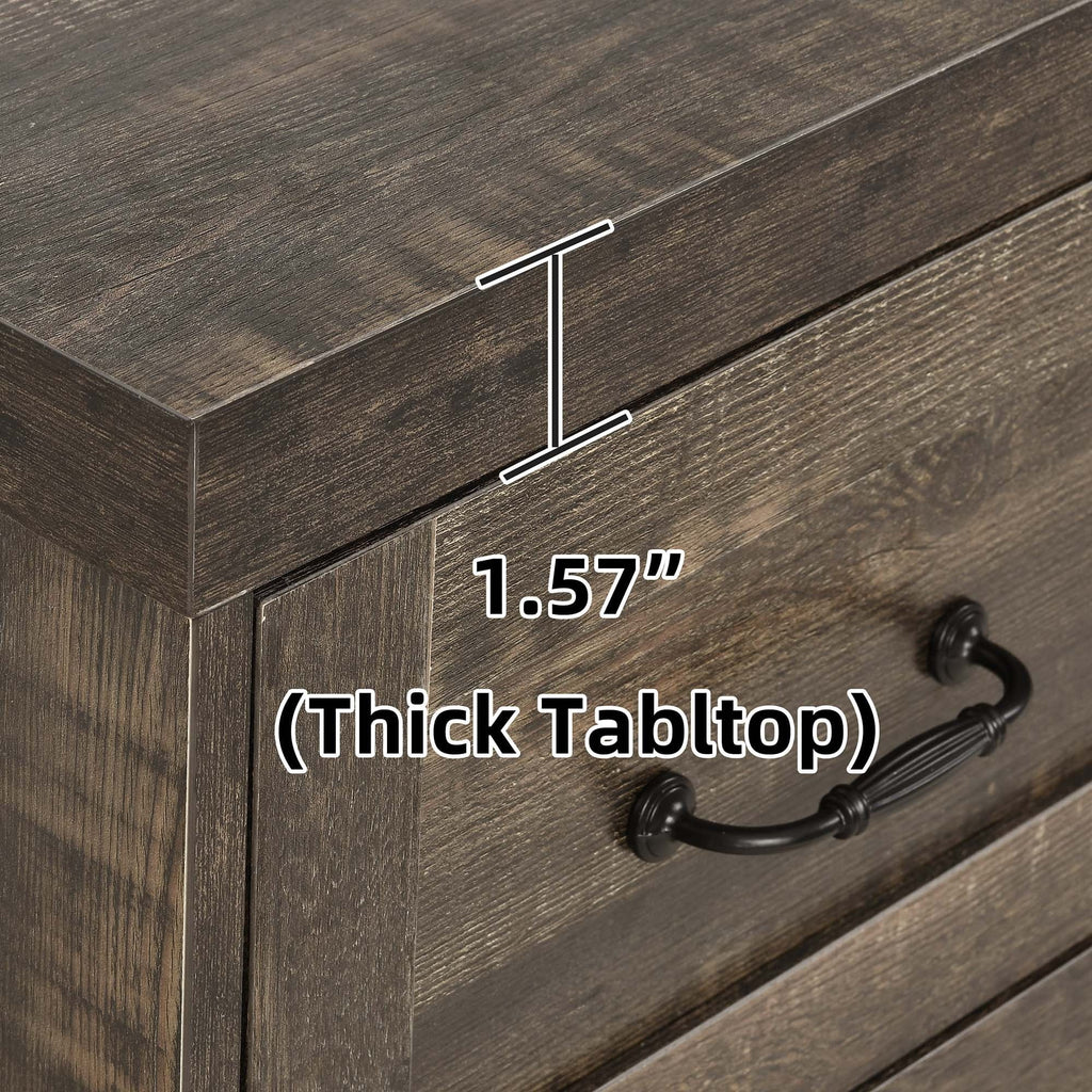 Craftian 7-Drawer Double Dresser Storage Cabinet with Power Outlets, Wood Chest of Drawers, Gray
